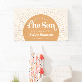 Boho Sun Here 来 the  Son Baby Shower 横断幕