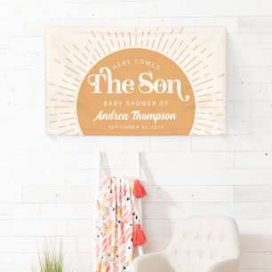 Boho Sun Here 来 the  Son Baby Shower 横断幕