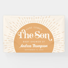 Boho Sun Here 来 the  Son Baby Shower 横断幕