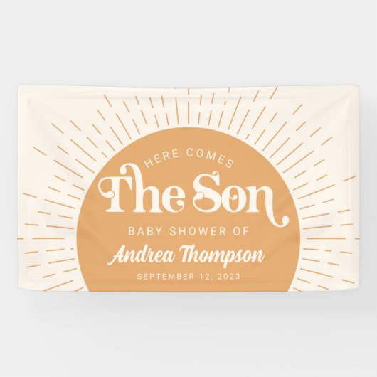 Boho Sun Here 来 the  Son Baby Shower 横断幕 (横)