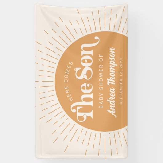 Boho Sun Here 来 the  Son Baby Shower 横断幕 (縦)