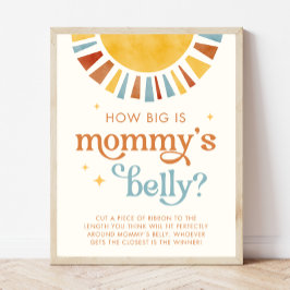 Boho Sun How Big is Mommy's Belly Game Sign ポスター