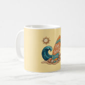 Boho Sun, Moon, and Ocean Wave Aesthetic Mug コーヒーマグカップ (正面左)