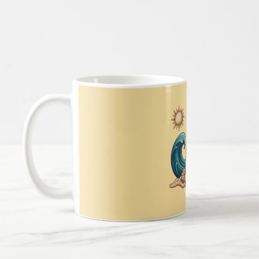 Boho Sun, Moon, and Ocean Wave Aesthetic Mug コーヒーマグカップ (左)