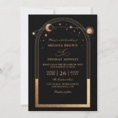 Boho Sun Moon Astronomy Budget QR Code Wedding 招待状 (正面)