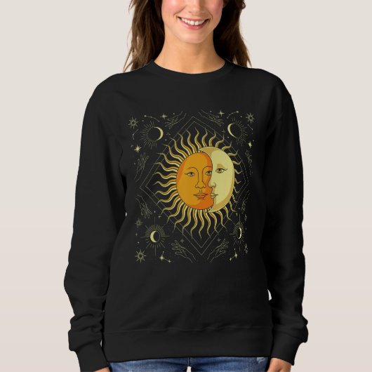 Boho Sun Moon Celestial Bodies Astronomy Universe スウェットシャツ (正面)