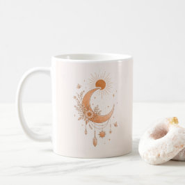 Boho Sun & Moon Floral Ceramic Mug コーヒーマグカップ