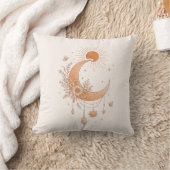 Boho Sun & Moon Floral Throw Pillow クッション (ブランケット)