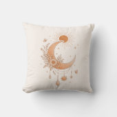 Boho Sun & Moon Floral Throw Pillow クッション (正面)