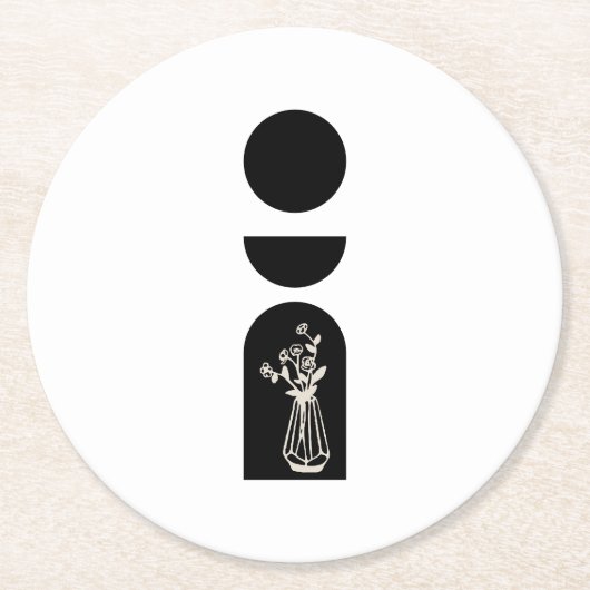 Boho Sun Moon Flower Pot boho bohemian ラウンドペーパーコースター (正面)