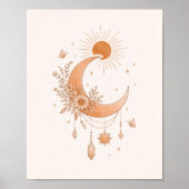 Boho Sun & Moon Minimalist Wall Poster ポスター (正面)