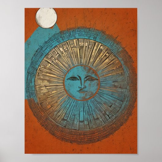 Boho Sun Moon Printable Wall Artポスター ポスター (正面)