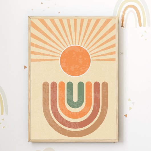 Boho Sun Nursery Print Kids Room Poster Decor ポスター