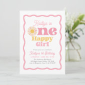Boho Sun One Happy Girl 1st Birthday 招待状 (スタンド正面)