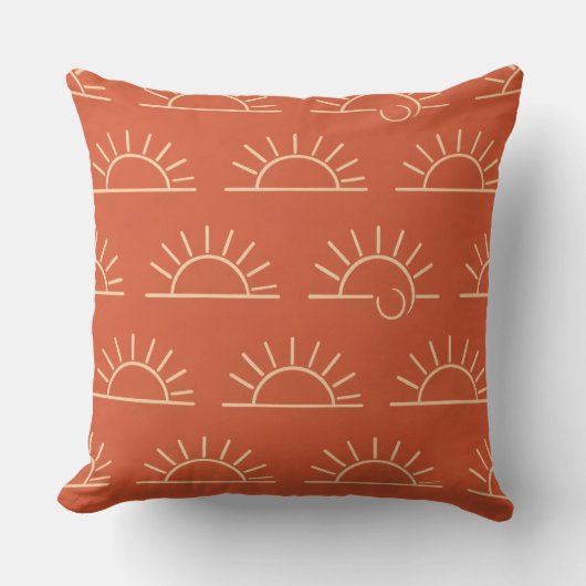 Boho Sun Pillow | Orange Throw Pillow クッション (正面)