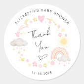 Boho Sun Rainbow Baby Girl Shower Thank You ラウンドシール (正面)