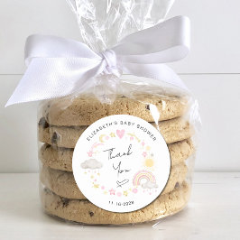 Boho Sun Rainbow Baby Girl Shower Thank You ラウンドシール