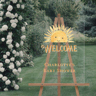 Boho Sun Sunshine Baby Showerへようこそ アクリルサイン