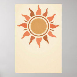 Boho Sun Terracotta Minimalist Poster ポスター