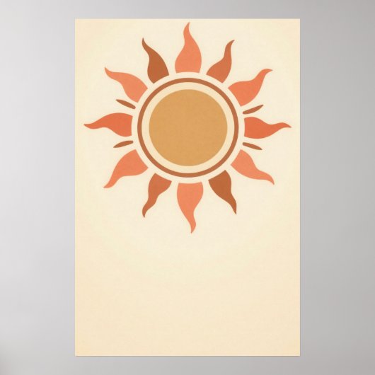 Boho Sun Terracotta Minimalist Poster ポスター (正面)