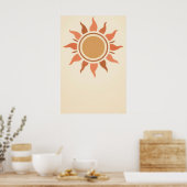Boho Sun Terracotta Minimalist Poster ポスター (キッチン)