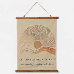 "Boho Sun Wall Tapestry – インスピラ付きゴールデンサン 吊り下げ型タペストリー