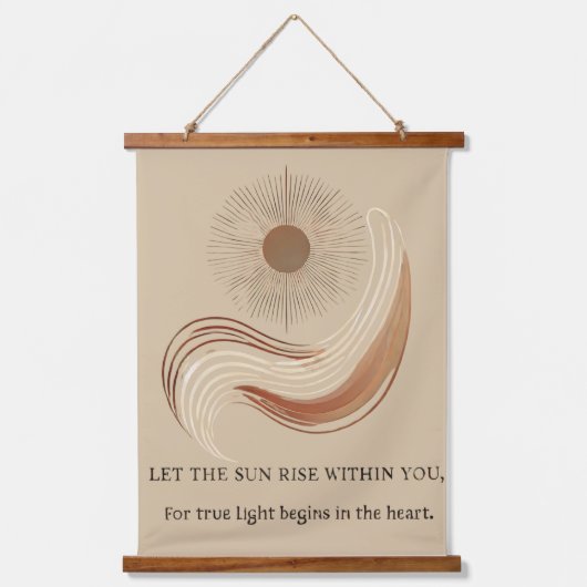"Boho Sun Wall Tapestry – インスピラ付きゴールデンサン 吊り下げ型タペストリー (正面)