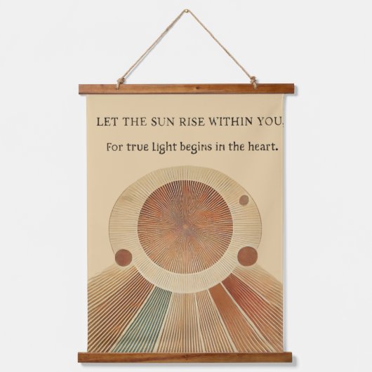 "Boho Sun Wall Tapestry - Golden Sun with Inspirat 吊り下げ型タペストリー (正面)