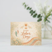 Boho Sun Wildflowers Happy Labor Day シーズンポストカード (スタンド正面)