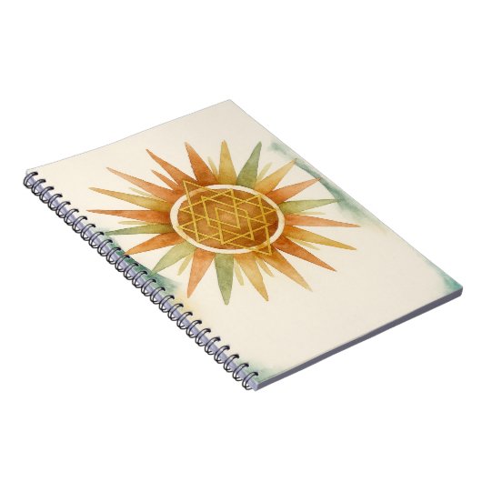 Boho Sunburst Watercolor Notebook – Personalized  ノートブック (右側)