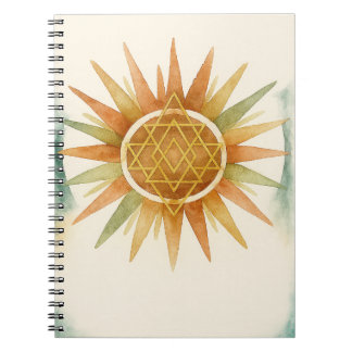 Boho Sunburst Watercolor Notebook – Personalized ノートブック