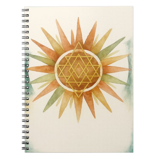 Boho Sunburst Watercolor Notebook – Personalized ノートブック (正面)