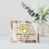 Boho Sunflower 素朴 Longhorn Lace日付を保存 案内ポストカード (スタンド正面)