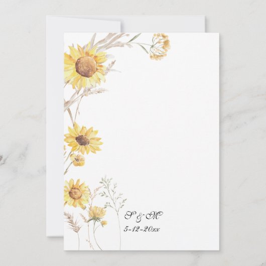 Boho Sunflower Botancial Wedding Invitation 招待状 (裏面)