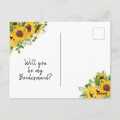 Boho Sunflower Bridesmaidプロポーザル素朴カード ポストカード (裏面)