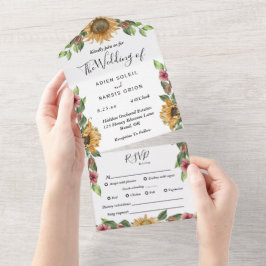 Boho Sunflower Complete RSVP 結婚's オールインワン招待状