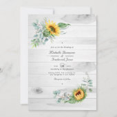 Boho Sunflower Eucalyptus QRコードRSVP 結婚's 招待状 (正面)