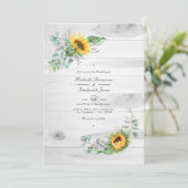 Boho Sunflower Eucalyptus QRコードRSVP 結婚's 招待状 (スタンド正面)