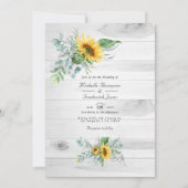 Boho Sunflower Eucalyptus QRコードRSVP 結婚's 招待状 (正面)
