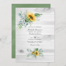 Boho Sunflower Eucalyptus QRコードRSVP 結婚's