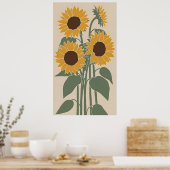 Boho Sunflower - Modern Desaturated Floral ポスター (キッチン)