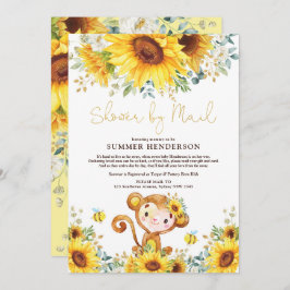 Boho Sunflower Monkey Baby Shower By Mail 招待状