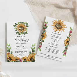 Boho Sunflower Monogram結婚の詳細全て1つ 招待状