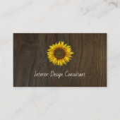 Boho Sunflower QR code Rustic Barn Wood 名刺 (正面)