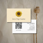 Boho Sunflower QR code Rustic Interior Designer  名刺