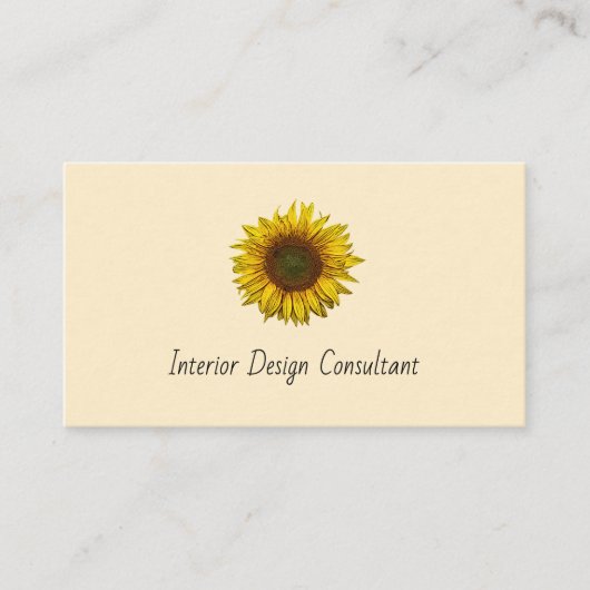 Boho Sunflower QR code Rustic Interior Designer  名刺 (正面)