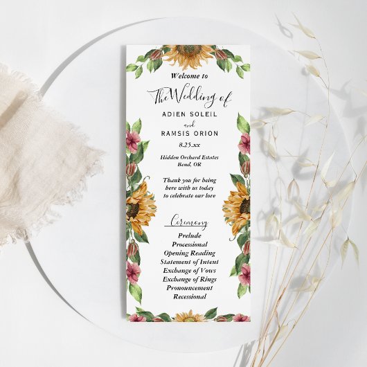 Boho Sunflower Rustic Wildflower Wedding Flat プログラム