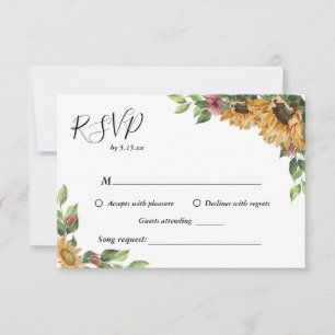 Boho Sunflower Song Request 結婚's 出欠カード