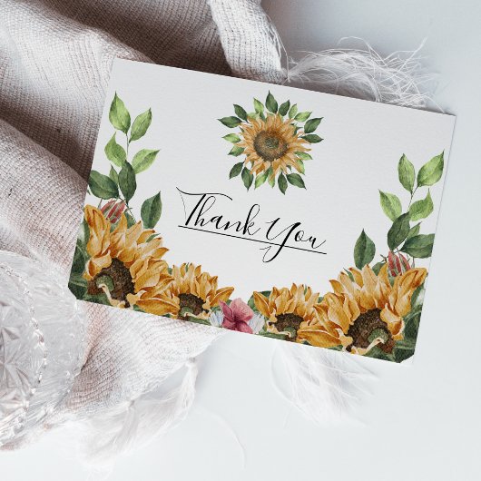 Boho Sunflower Wildflower素朴'結婚 S Thank You ポストカード
