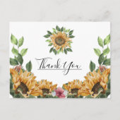 Boho Sunflower Wildflower素朴'結婚 S Thank You ポストカード (正面)